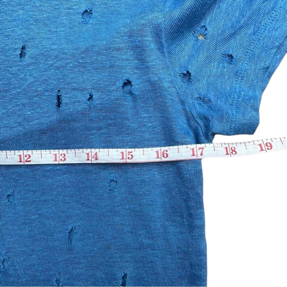 IRO Blue Distressed 100% Linen Top Size XS - Picture 7 of 8